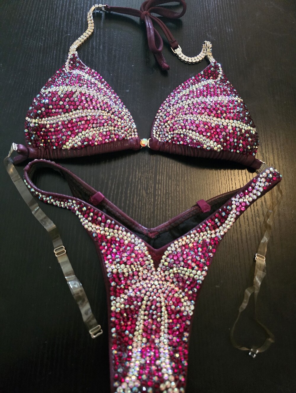 Embellished Sparkle Bikini Set - Magenta Pink